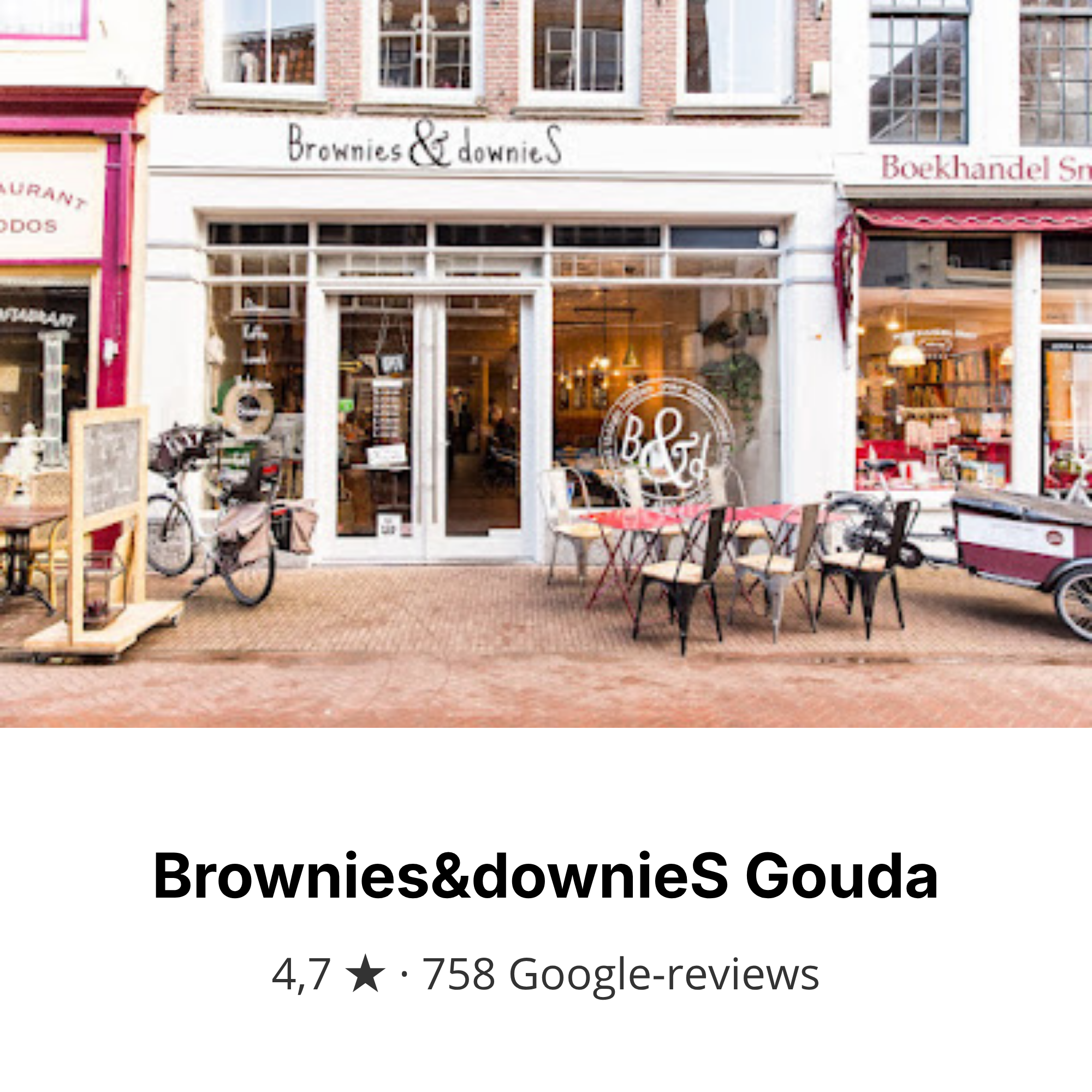 Brownies&downieS Gouda: 4,7 sterren uit 758 Google-reviews